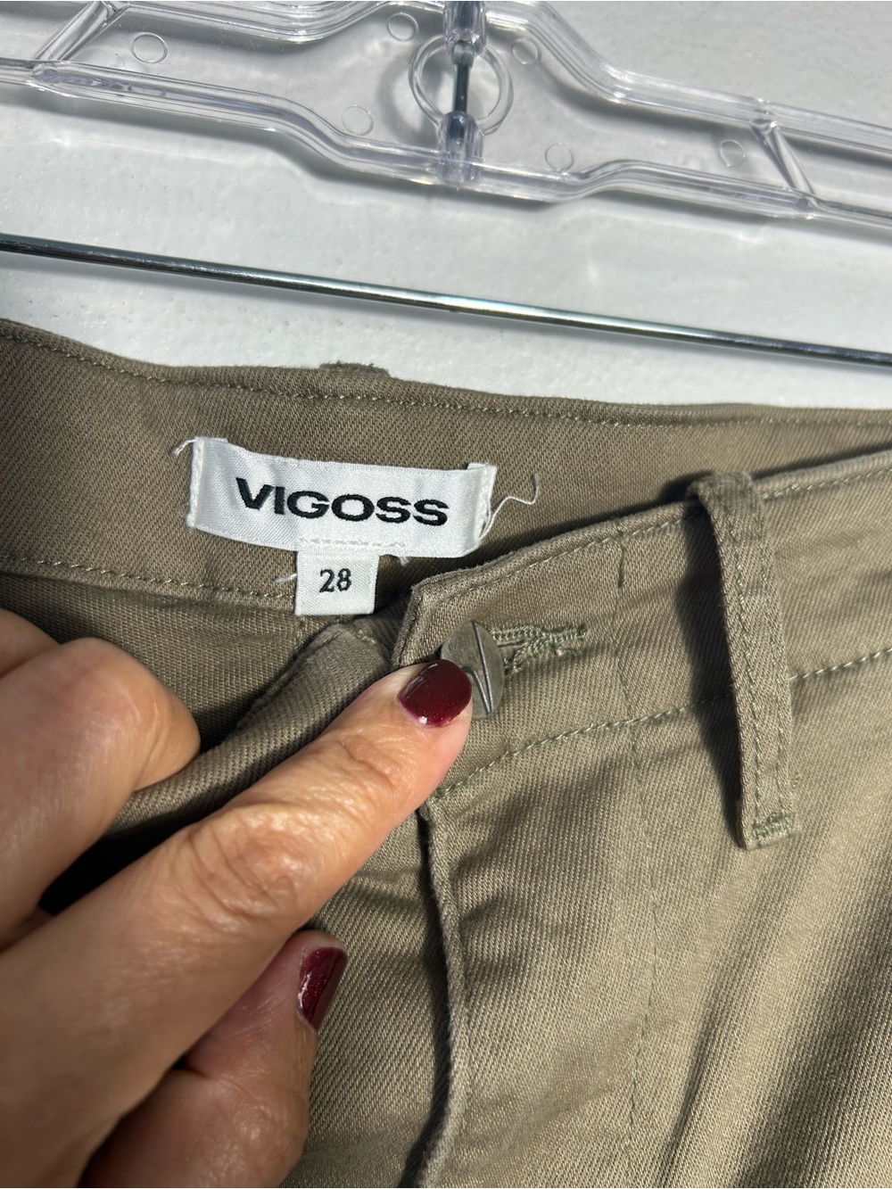Vigoss Ace High Rise Cargo Shorts Womens Size 28 Olive Brown Raw Hem Stretch - Picture 3 of 10